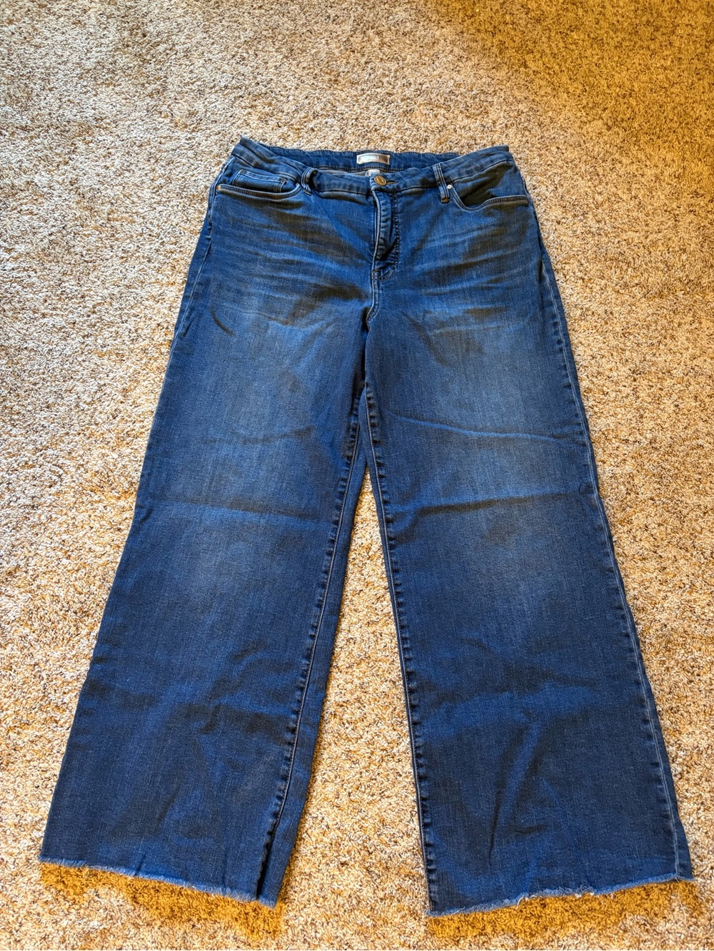 Kut from the Kloth Indigo Wide-Leg Raw Hem Jeans